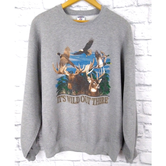 Jerzees Tops - Vintage Deer Geese Moose Eagle Wildlife Sweatshirt